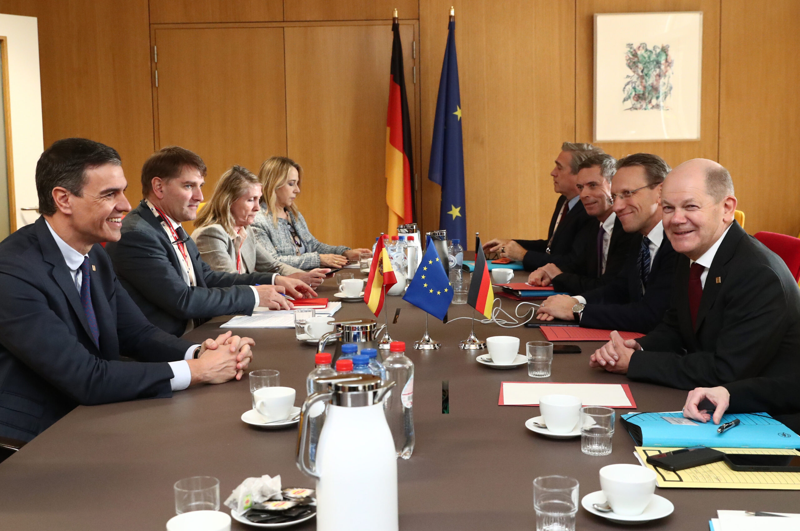 Pedro Sánchez, lors de sa rencontre ce jeudi à Bruxelles avec le chancelier allemand, Olaf Scholz.