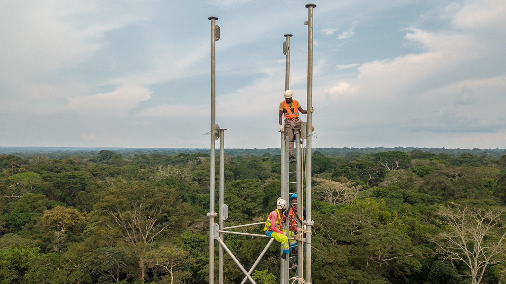 Construire une tour scientifique dans le bassin du Congo, qui pourrait en voir davantage après la COP28.  Crédit : Fiston Wasanga/CIFOR.