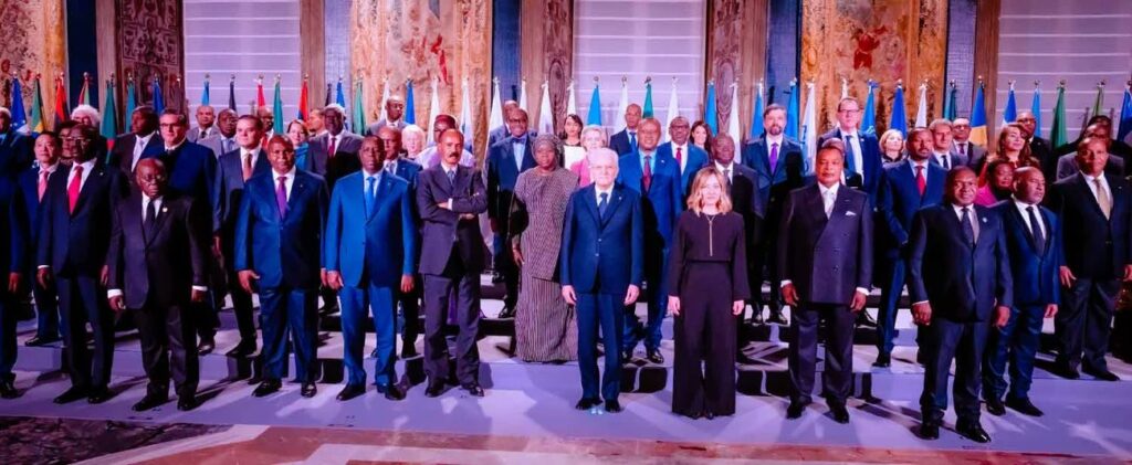 Plusieurs dirigeants africains ainsi que le président de la Banque africaine de développement ont assisté au sommet Italie-Afrique à Rome.  Crédit : Banque africaine de développement.