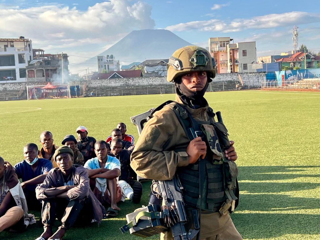Combattant du M23 à Goma, au stade De l'unité, Goma.