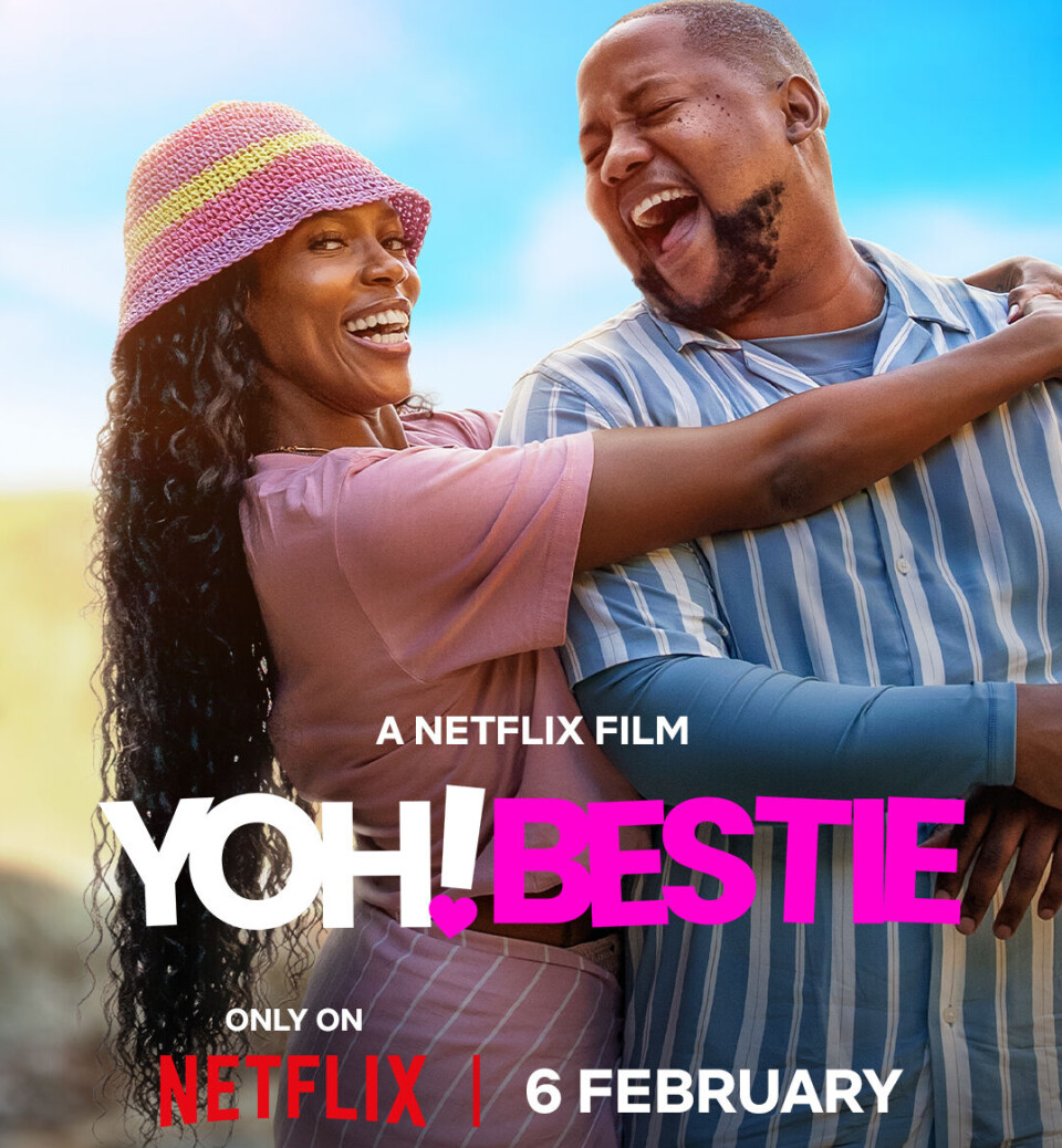 Une image promotionnelle de Yoh! Bestie montre deux membres du casting s'embrassant tout en riant aux éclats.