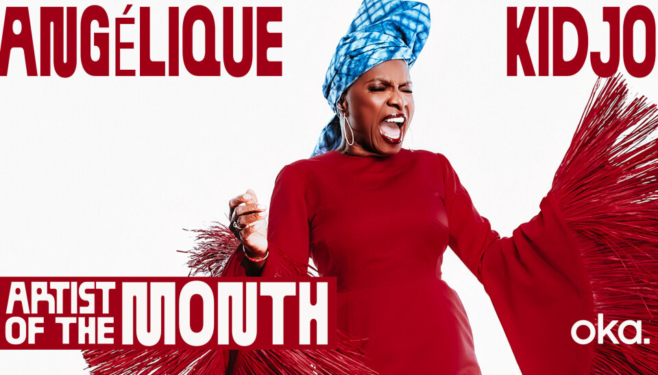 Un graphique d'Angélique Kidjo en tant qu'artiste du mois d'OkayAfrica pour mai 2026