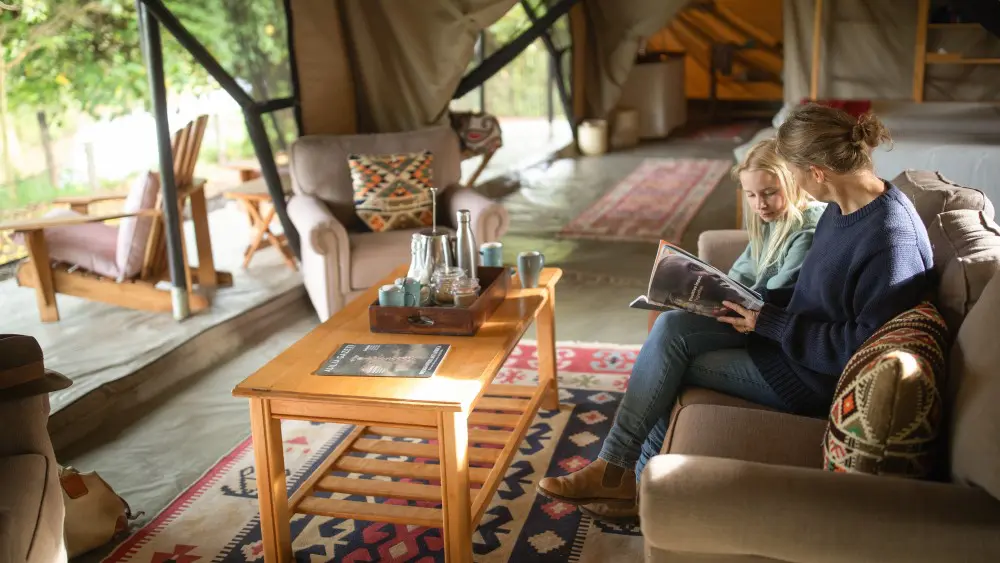 La tente familiale au camp de brousse d’Ol Pejeta, Ol Pejeta Conservancy, Kenya.