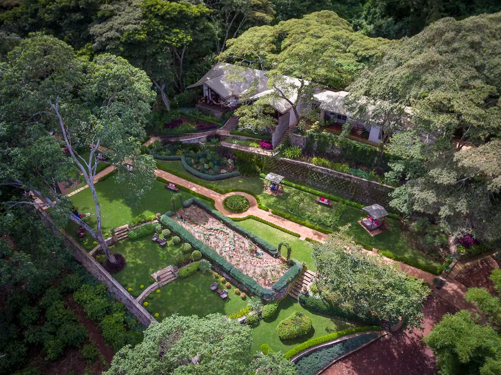 Une vue magnifique sur les jardins bien entretenus de Gibb's Farm