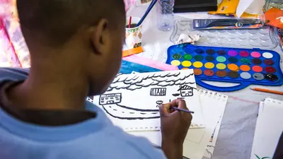 At the digital storytelling workshop in KwaZulu-Natal, brainstorms about extreme weather events and what it feels like when they hit are hung on the walls. Photo: Delwyn Verasamy